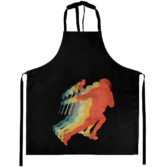 Lacrosse Player Running Retro Vintage Color Aprons