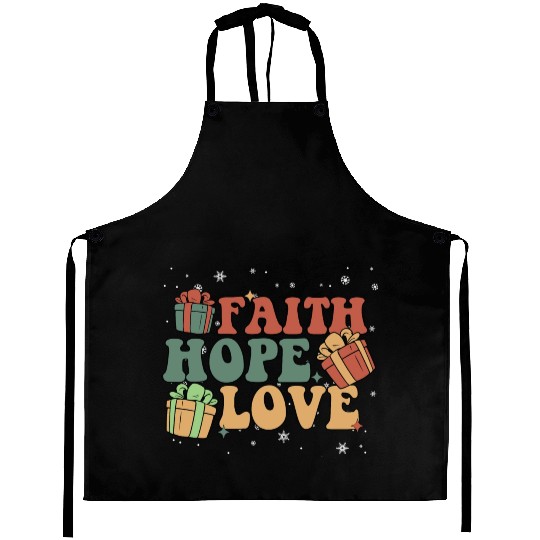 Faith Hope Love Religious Family Christmas Aprons