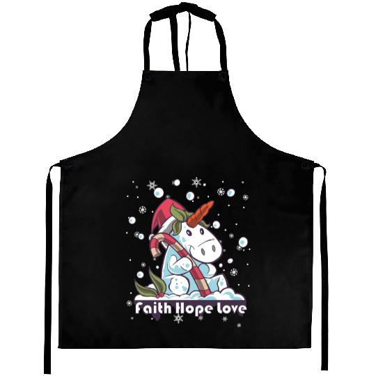 Faith Hope Love Religious Family Christmas Aprons