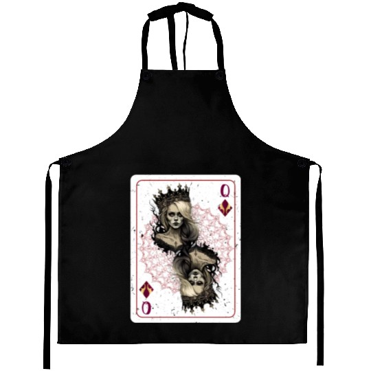 Queen of Clubs Halloween Gothic Card Game Aprons