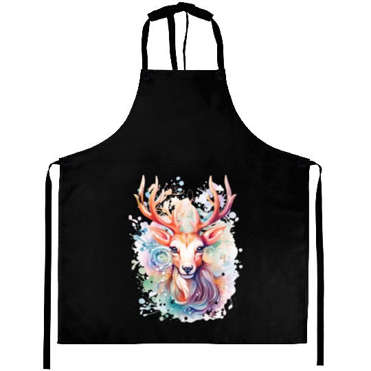 Colorful Reindeer Fantasy: Studio Ghibli Style Aprons