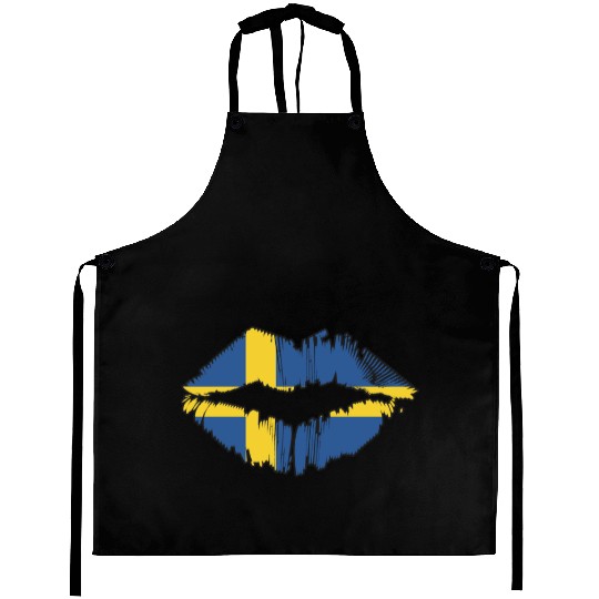 Vintage Sweden Country Flag Lips Swedish Kiss Lip Aprons