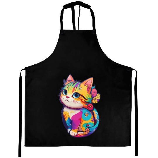 Colorful Cute cat for cat Lovers Aprons