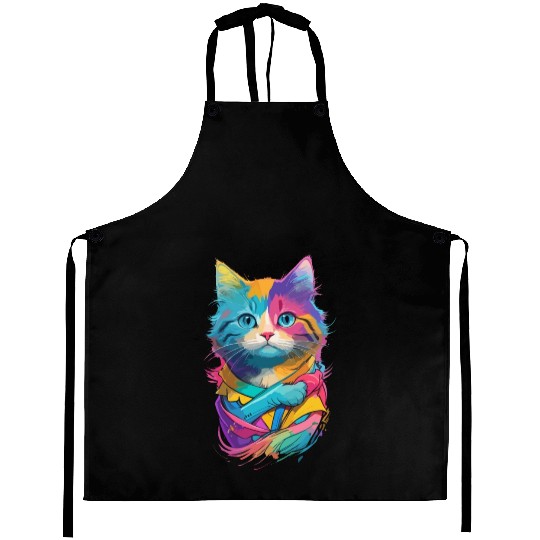 Colorful Cute cat for cat Lovers Aprons