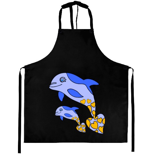 The Endearing Dance of Dolphin Mom and Kid Aprons