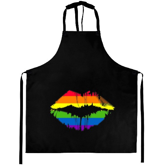 LGBTQ Gay Pride Rainbow Flag Lips Aprons