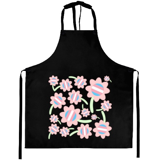 Transgender Pride Flag Flower Pattern Aprons
