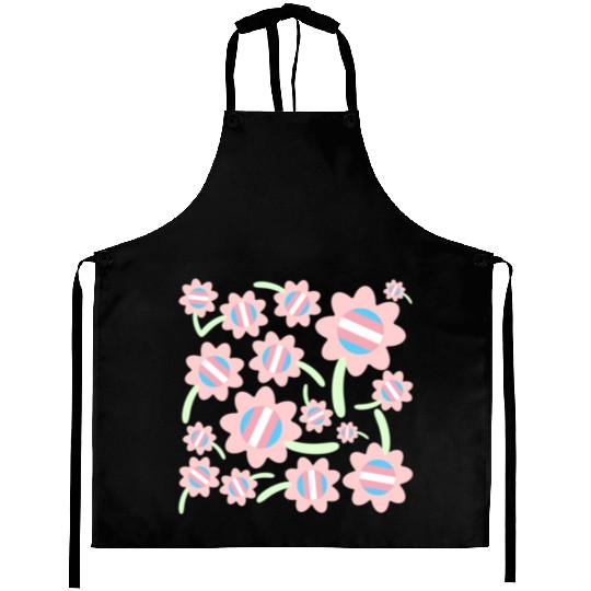 Transgender Pride Flag Flower Pattern Aprons