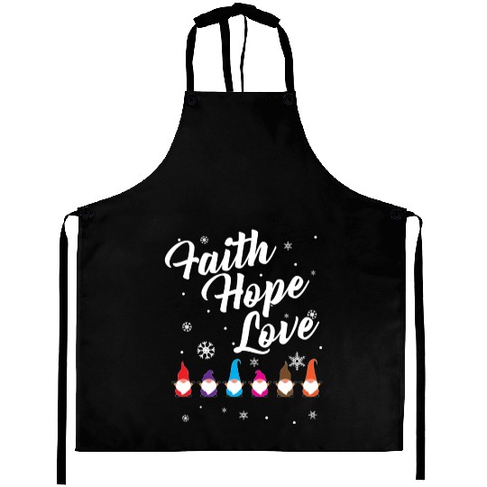 Religious Family Faith Hope Love Christmas Gnome Aprons