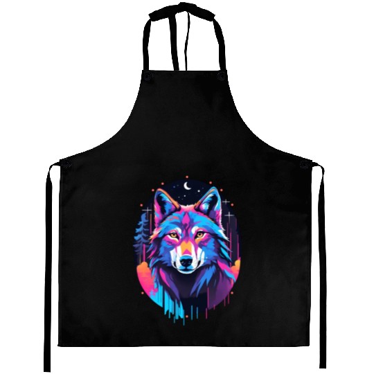 Eerie Blacklight Wolf Aprons - Neon Colors