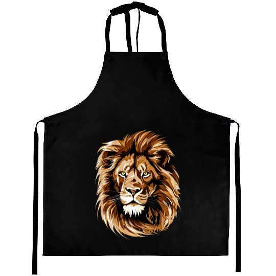 lion brown head in the style of detailed Aprons