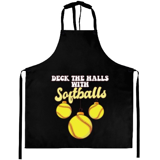 Softball Player Catcher Christmas Balls Deck The Aprons