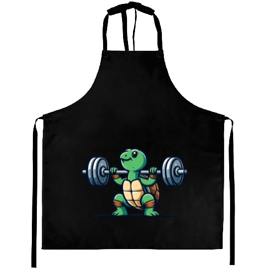 Turtle squats funny gym Aprons