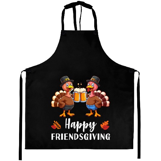 Happy Friendsgiving Funny Turkey Thanksgiving Aprons