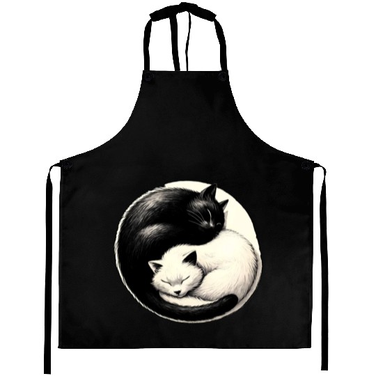 Yin and yang cats sleeping Aprons
