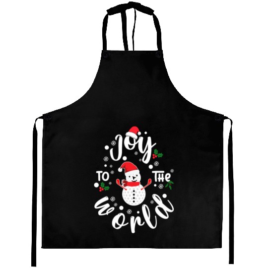 Christmas Golf Snowman Joy To The World Funny Golf Aprons