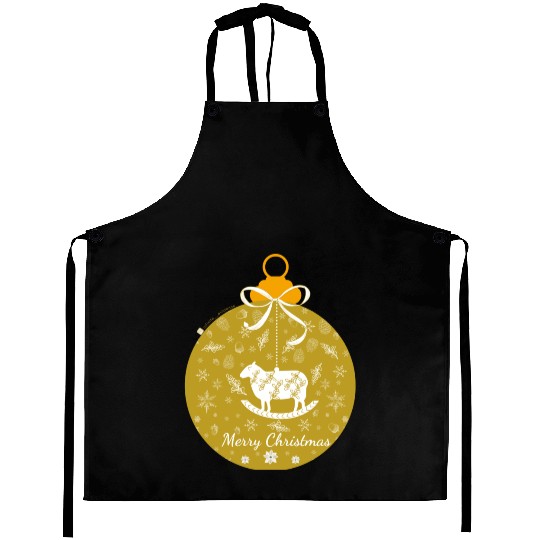 Golden Lamb Christmas Ornament Aprons