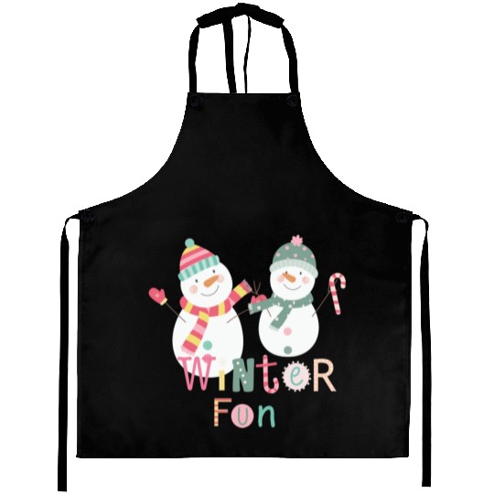 Winter Fun Funny Snowman Colorful Christmas Aprons