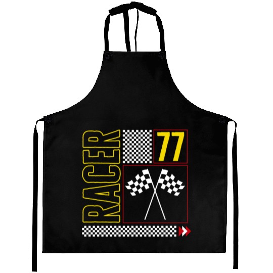 Halloween Aprons, Racer 77 Checked Flag Design Aprons