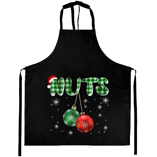 Chest Nuts Christmas Funny Couple Matching Aprons