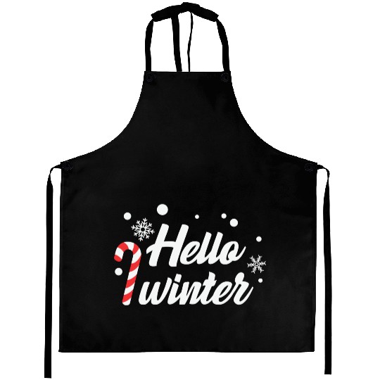 Hello Winter Christmas Candy Canes Aprons