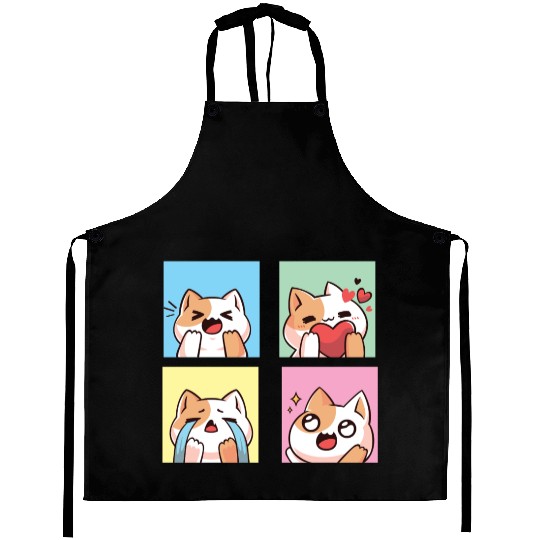 four cute cat reaction Aprons