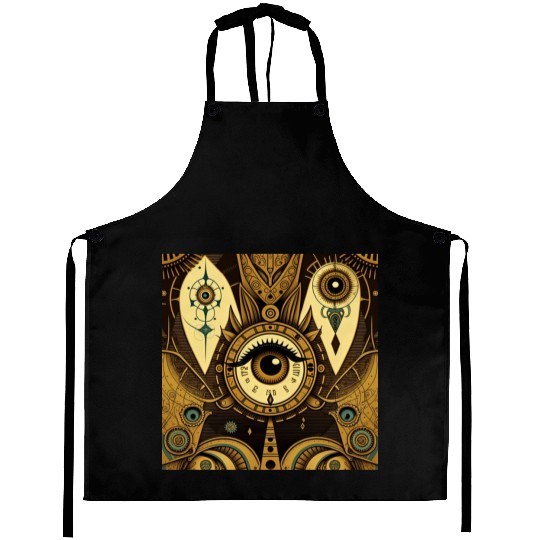 Abstract New Age 1920s Steampunk Design Aprons
