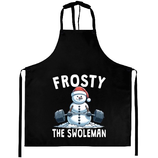 Frosty the Swoleman Christmas Funny Snowman Gym Aprons