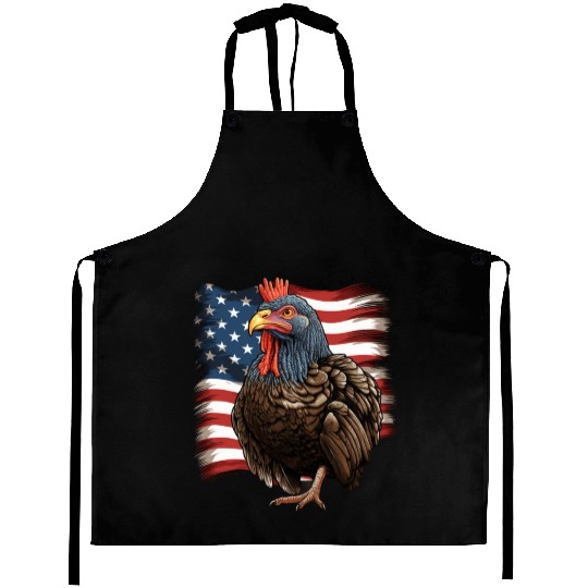 Funny thanksgiving turkey with USA flag Aprons