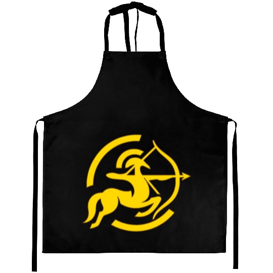 Zodiac Sagittarius Arc Icon Minimalistic Gold Aprons