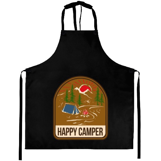 Happy Camper Camping Campfire Tent Aprons