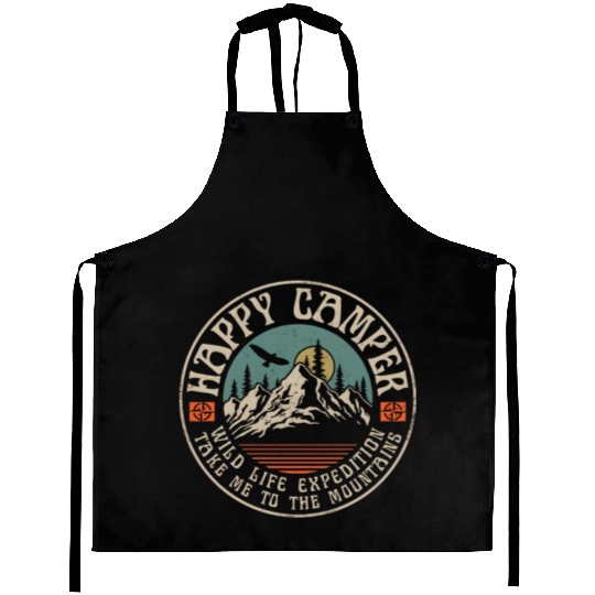 HAPPY CAMPER VINTAGE MOUNTAINS Aprons