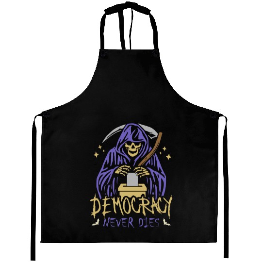 Democracy Never Dies Spooky Halloween Voting Meme Aprons