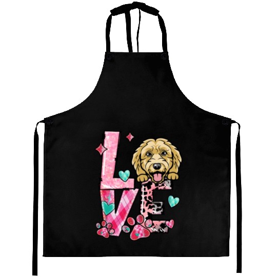 Doodle Dog I Love My Dog Valentines Day Aprons