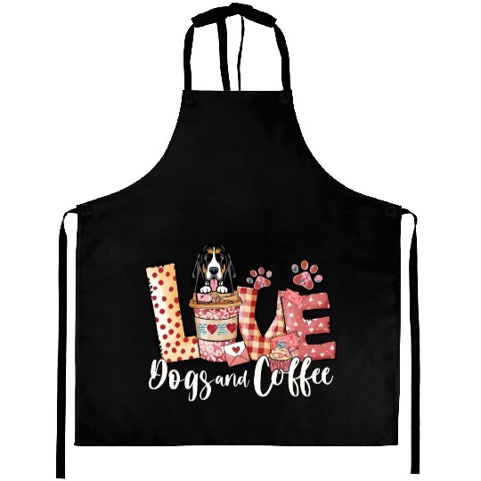 Basset Dog Coffee Lover Dog Mom Valentines Day Aprons