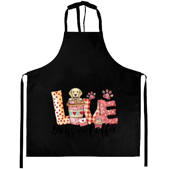 Retriever Dog Coffee Lover Dog Mom Valentines Day Aprons
