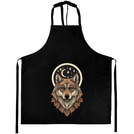 Wolf Moon Stars Design Aprons