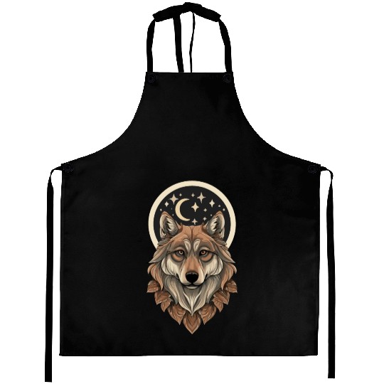 Wolf Moon Stars Design Aprons
