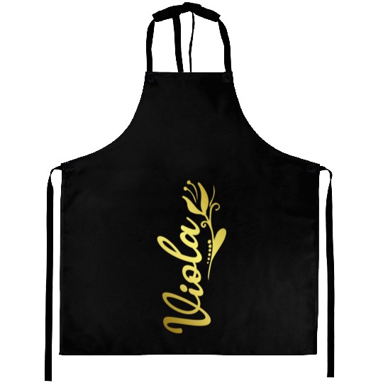 Viola Name Faux Gold Tulip Flourish Aprons