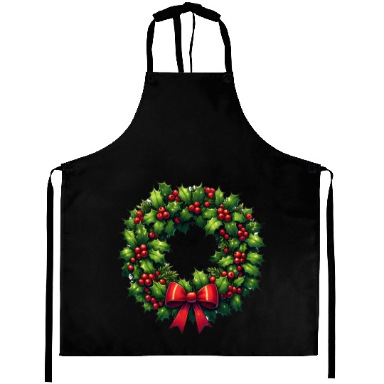 Festive Foliage: Classic Christmas Wreath Aprons