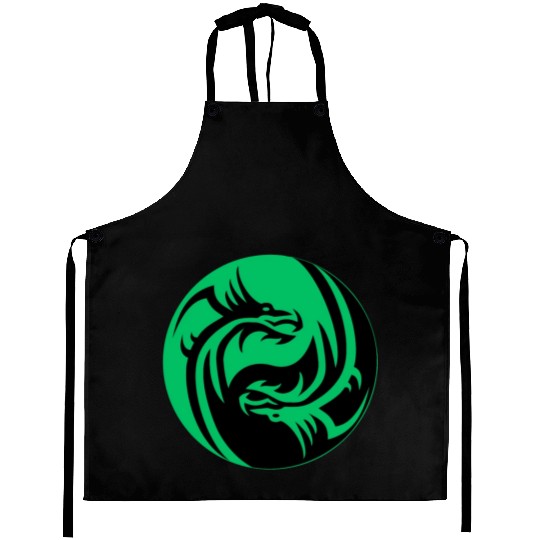 tow Dragonball in circle green and black Aprons