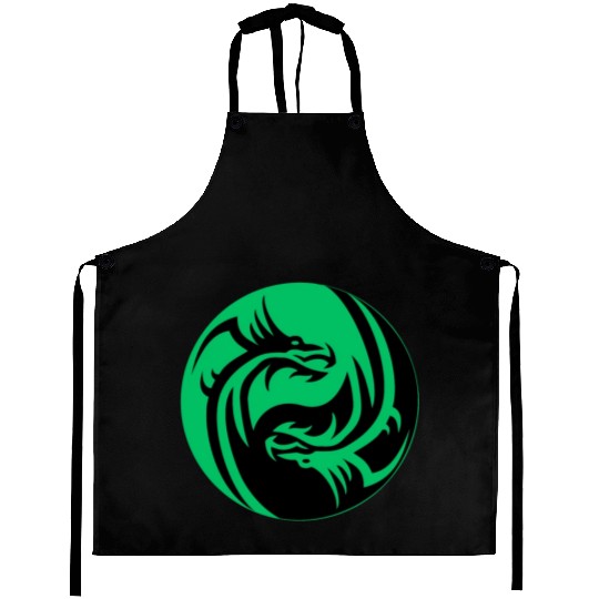 tow Dragonball in circle green and black Aprons
