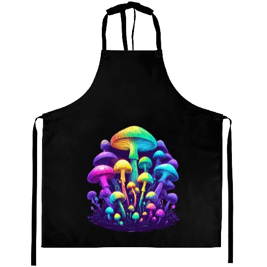 Psychedelic Colorful Mushroom Aprons