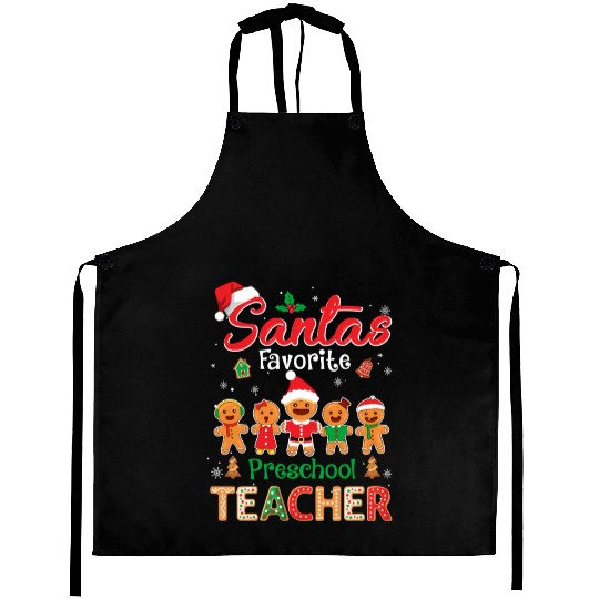 Santa s Favorite Preschool Teacher Cookie Xmas Hat Aprons
