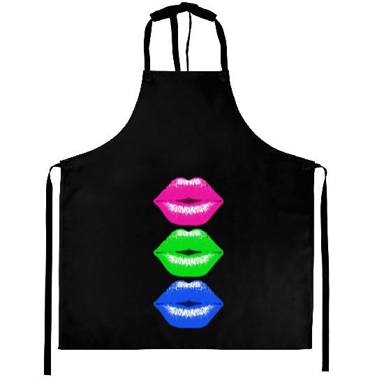3 Kissing Lips Neon Colors Aprons