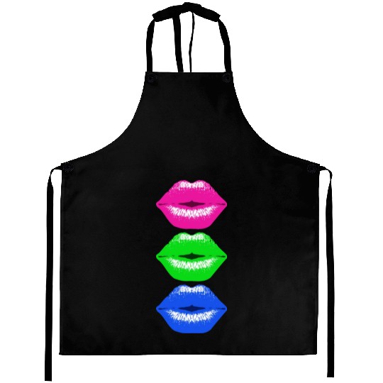 3 Kissing Lips Neon Colors Aprons