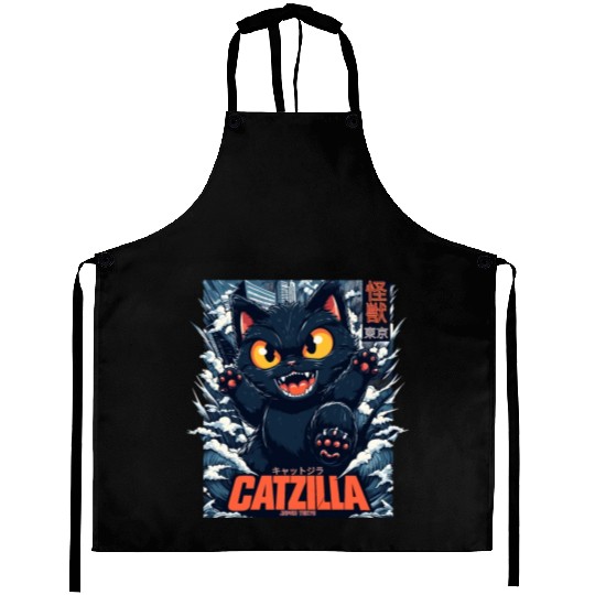 Kaiju Catzilla in Japan Tokyo Aprons