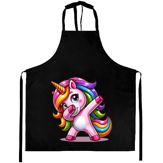 Dabbing Unicorn Dab Move Dancing Rainbow Unicorn Aprons