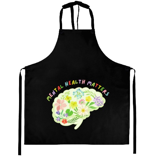 Mental Health Matters Floral Mind Nature Brain Aprons