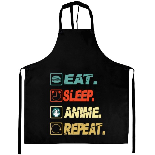Eat Sleep Anime Repeat Ramen Kawaii Japanese Manga Aprons